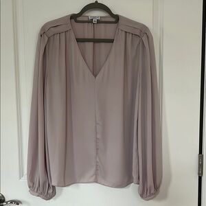 Current Air Lilac Gray Bishop Sleeve Blouse with flowy Design